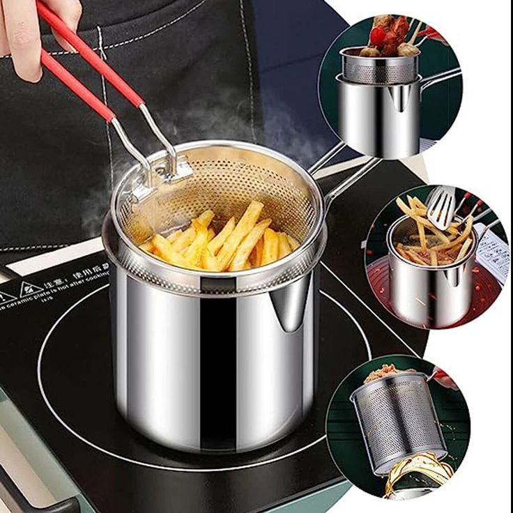 Deep Fryer Pot with Handle & Strainer Basket