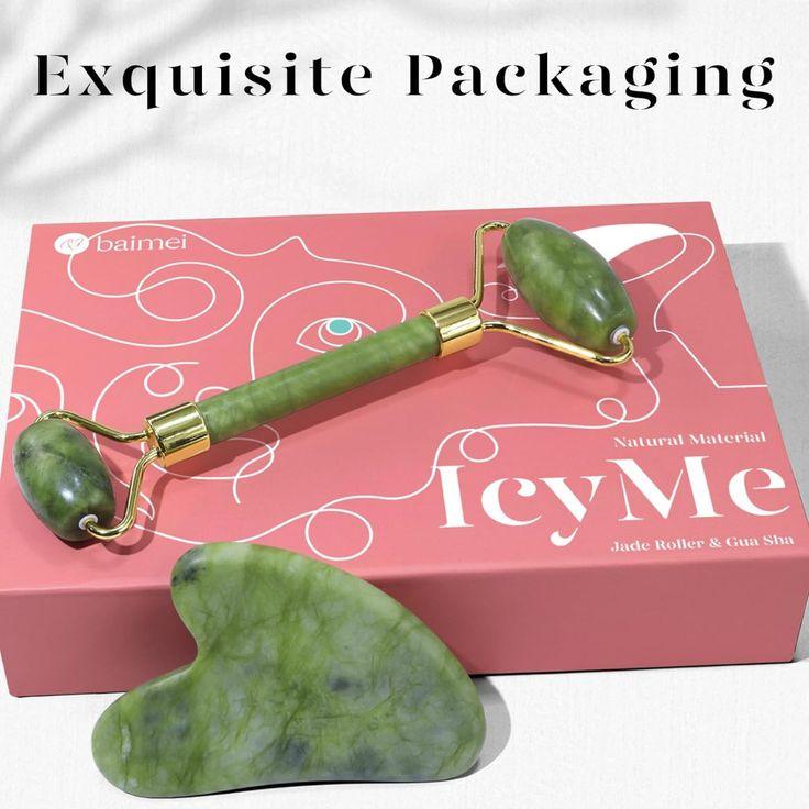 Jade Roller and Gua Sha Set (Original Stone) axent.pk