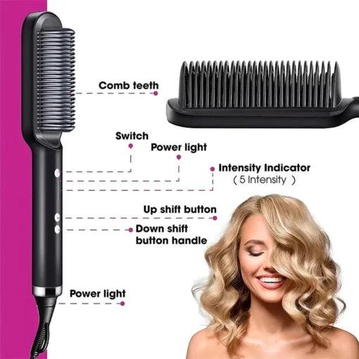 2-IN-1 HAIR STRAIGHTENER CURLING PROFESSIONAL STYLING BRUSH The panda shop