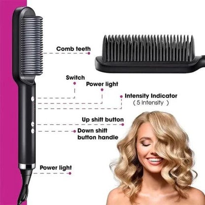 2-IN-1 HAIR STRAIGHTENER CURLING PROFESSIONAL STYLING BRUSH The panda shop